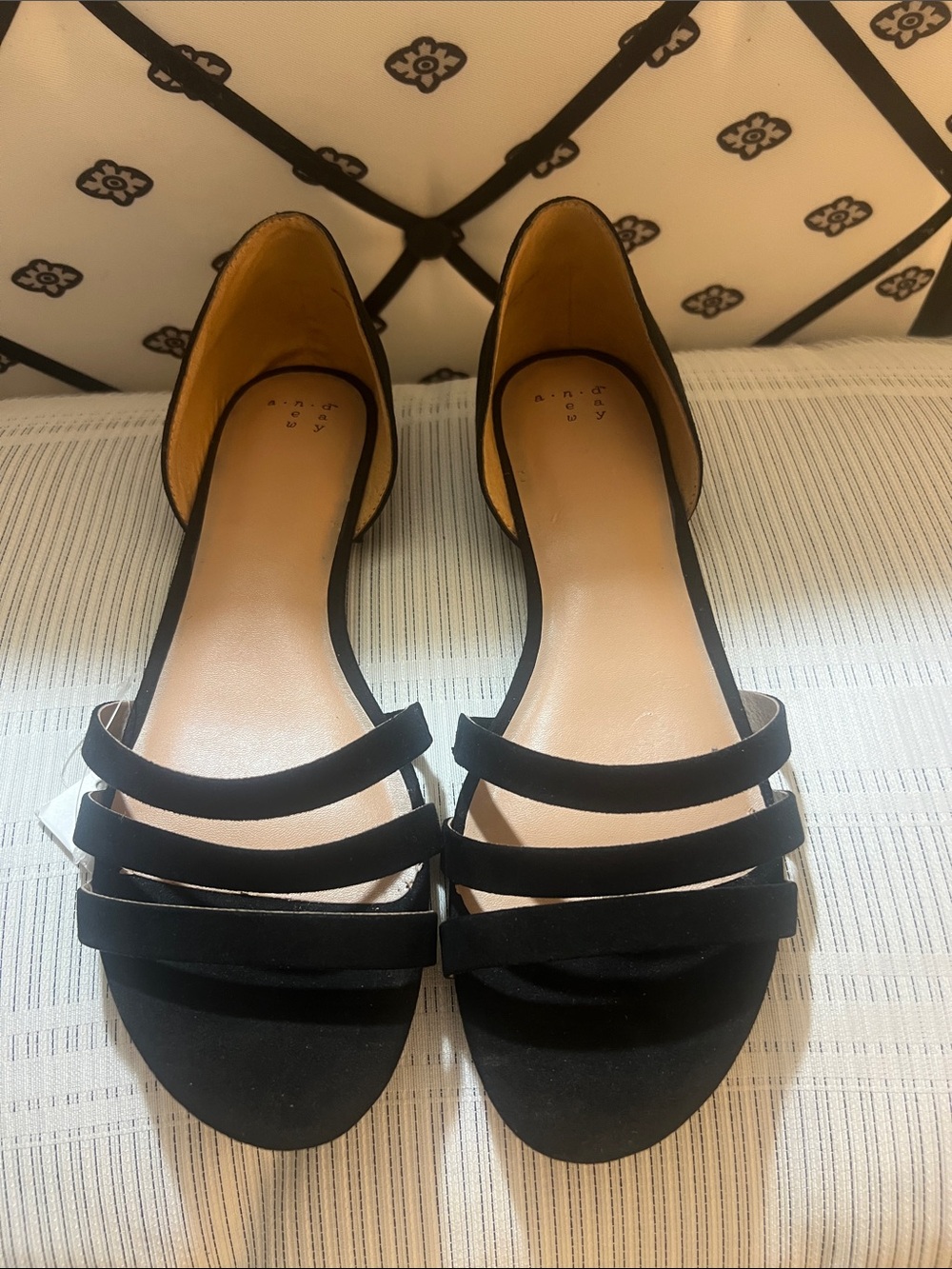a new day Black Strappy D'Orsay Flat Sandals